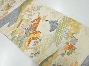 リサイクル　平安人物風景模様織出し袋帯